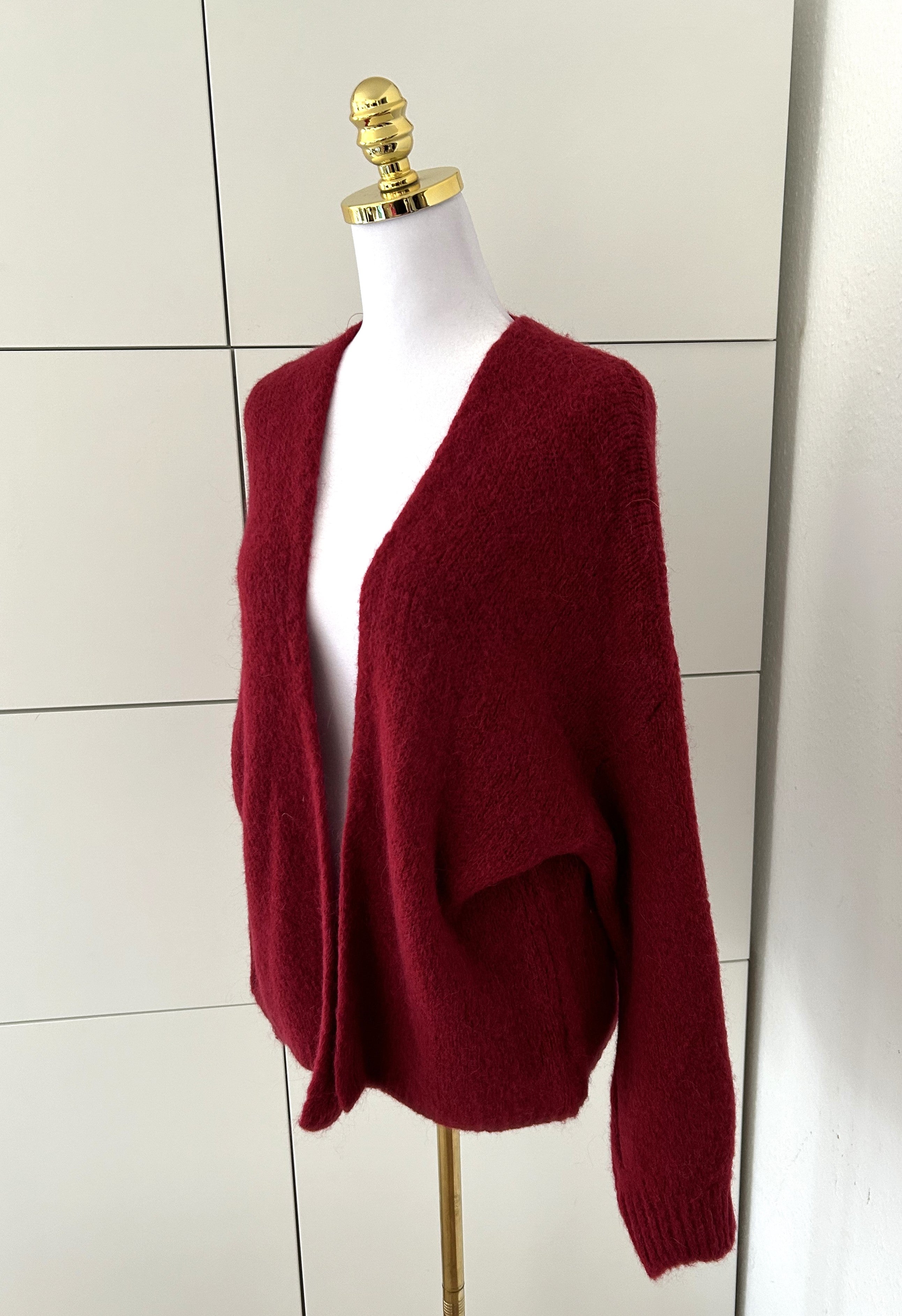 Cardigan Midi Weinrot