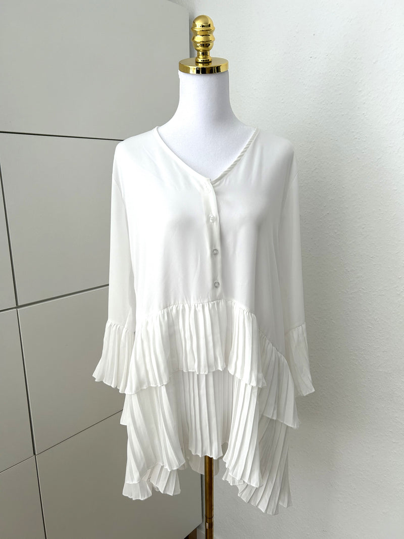 Plissee Bluse Weiß