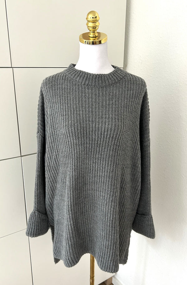 Oversized Strickpullover Grau