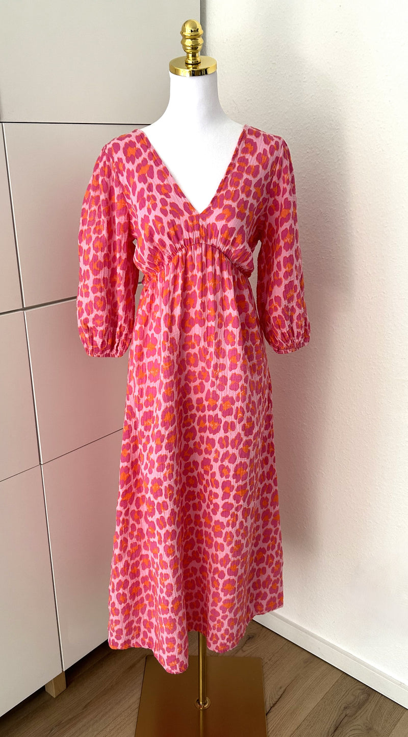 Musselin Kleid Leo Rosa/Pink